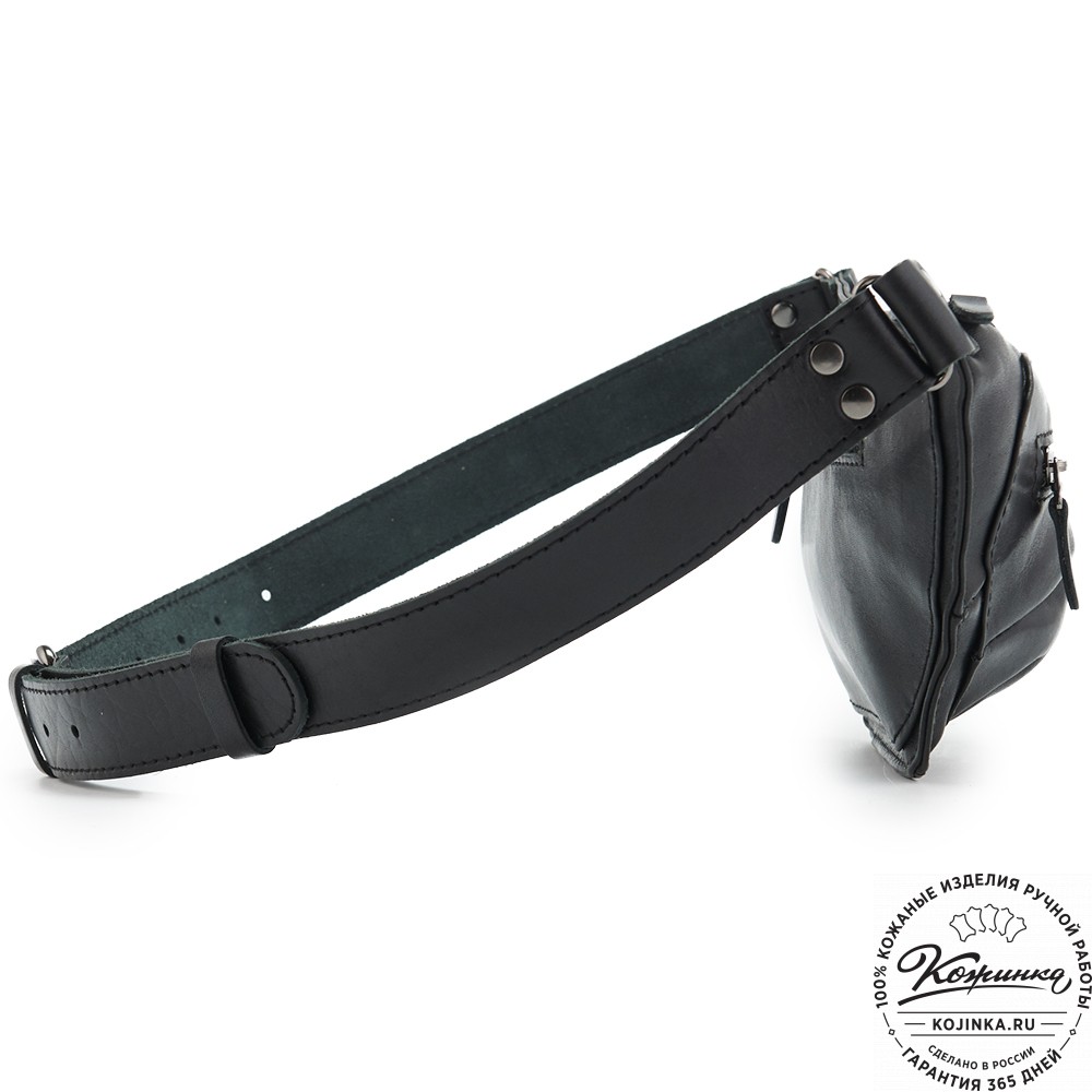 Кожаная сумка на пояс "Рики" (чёрная)